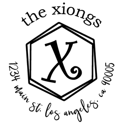 Hexagon Letter X Monogram Stamp Sample